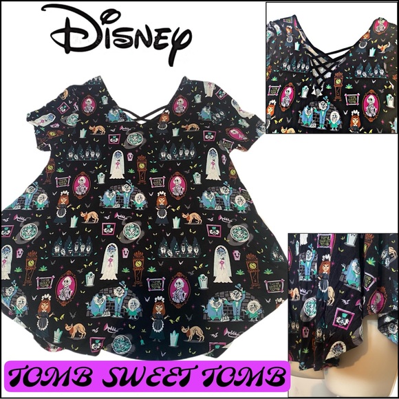 DISNEY HAUNTED MANSION CRISS-CROSS DETAILED BACK T-SHIRT XS - Picture 4 of 11